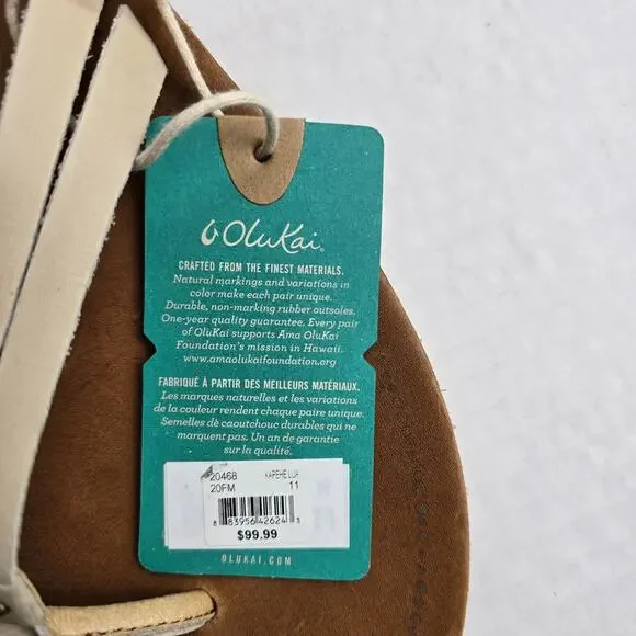 Olukai Kapehe Luana Sandals Size 11 Tapa Womens Leather Flip Flops 20468 - Picture 2 of 4